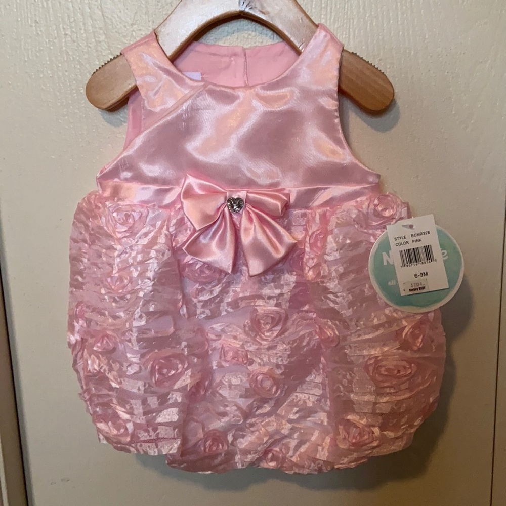 Nannette Light Pink Rosette Sleeveless Dress Romper